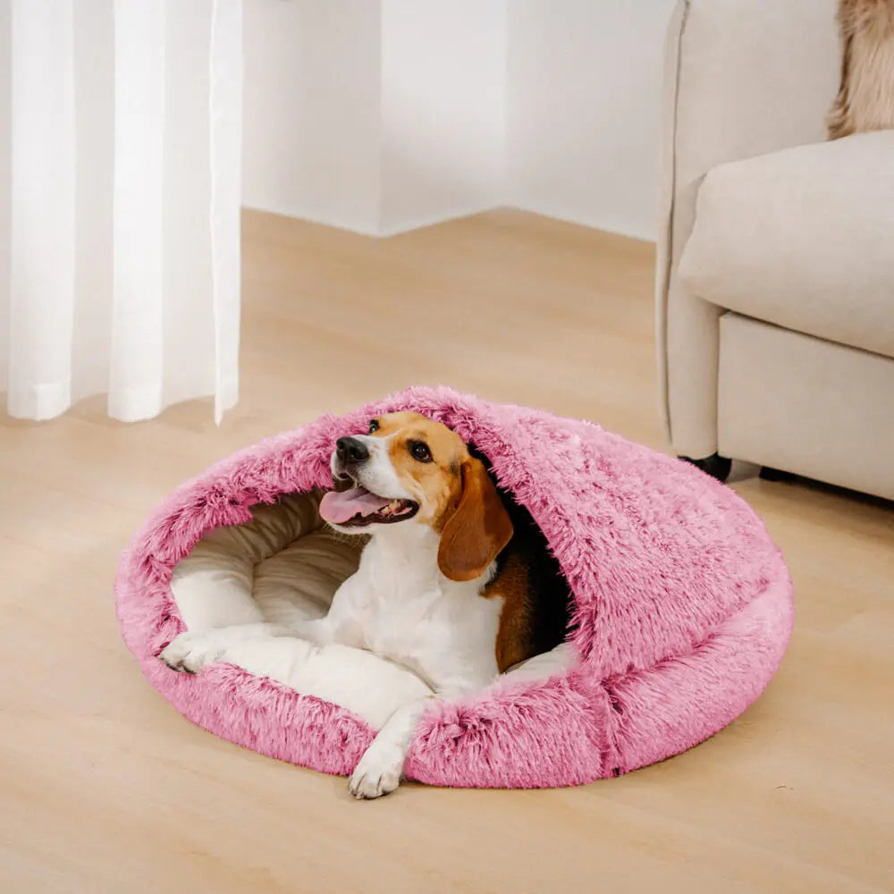 Kalmerend Plush Semi-Gesloten Huisdier Nest Pita Bed Voor Honden Happy Pets