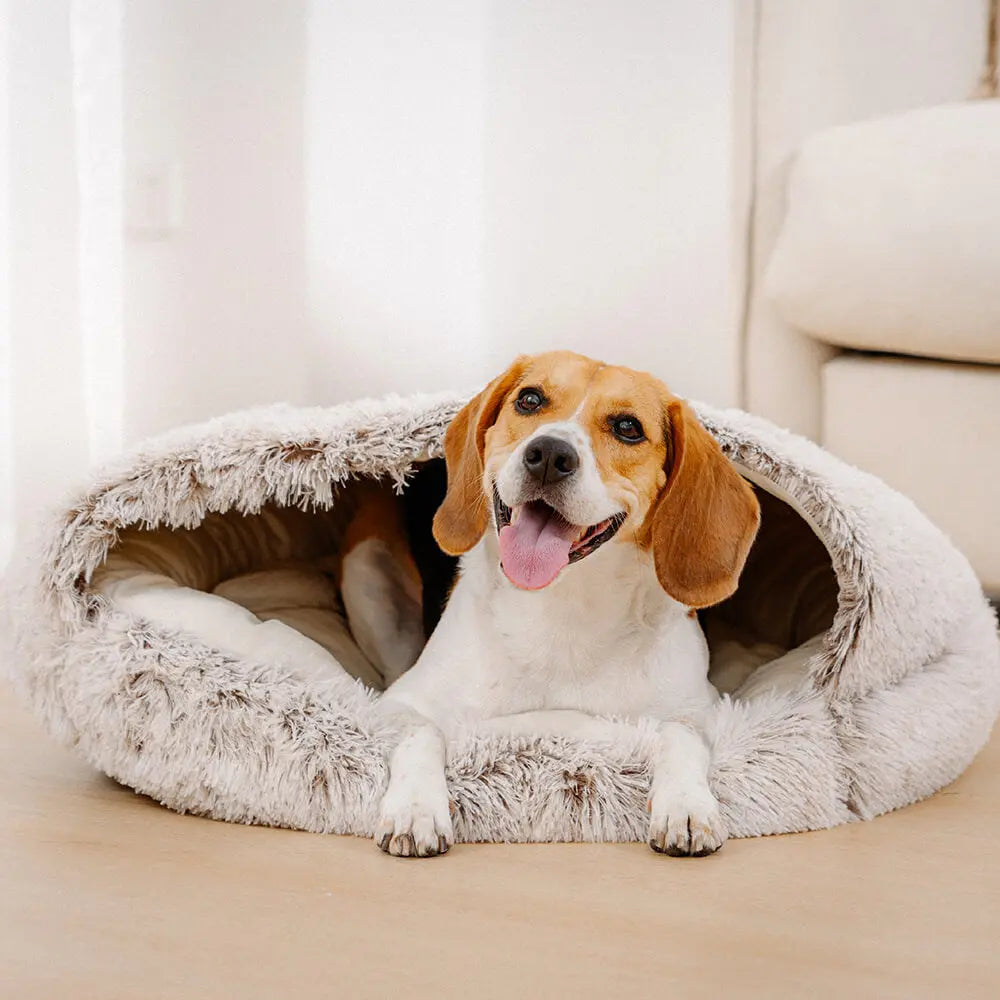 Kalmerend Plush Semi-Gesloten Huisdier Nest Pita Bed Voor Honden Happy Pets