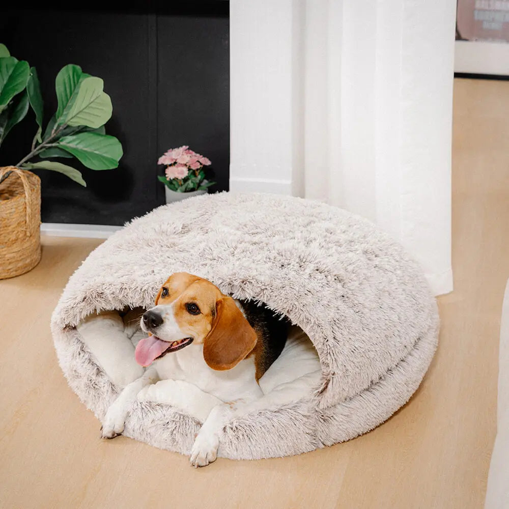 Kalmerend Plush Semi-Gesloten Huisdier Nest Pita Bed Voor Honden Happy Pets